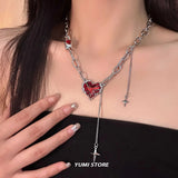 Hivava  Gothic Thorn Heart Necklace For Women Titanium Steel Choker Collar Chain Luxury Punk Jewelry Hip Hop Female Accessories