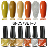 Hivava  -  6Pcs/Set Coffee Series Gel Nail Polish Autumn Nail Art Gel Varnish Semi Permanent Soak Off UV Gel Manicure Kit For Nails