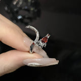 Hivava  -  Gothic Red Opal Irregular Natural Stone Rings Red Stone Rings for Women Y2K Animal Tail Spider Ring Aesthetic Creative Jewelry