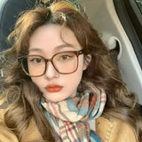 Hivava  Korean Big Square Glasses Frame Women Ins No Makeup Plain Glasses Men Eyewear Cute Decorative Computer Glasses