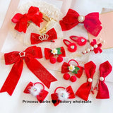 Hivava  -  Red Golden Velvet Bow Hair Ornament Baby Hair Circles Pins Christmas New Year Korean Accessories Hair Clips for Women Girls 1pcs