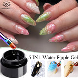 Hivava  -  5 IN 1 Clear Water Ripple Gel Polish 5ml No-wipe Top Coat Reinforcement Adhesive Nail-Shape Wave Gel Nail Polish