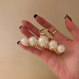 Hivava Delicate Hair Clip Pearl Barrettes Female Grip Elegant Hair Accessory with Metal Heart