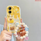 Hivava  -  3D Kuromi Cute Bear Wave Phone Case For Huawei Nova 11 Ultra 10 Pro 9 8 SE 7 6 5 7i 5T Y70 Plus Y71 Wrist Strap Cartoon Cover