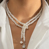 Hivava Trend Elegant Jewelry Wedding Big Pearl Crystal Pendant Necklace For Women Fashion White Imitation Pearl Choker Necklace N0379