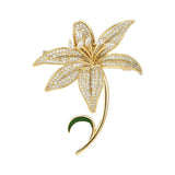 Hivava  Luxury Copper Micro Inlaid Cubic Zirconia Lily Brooch Dress Matches Event Occasion Gift