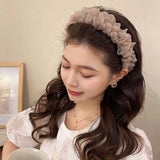 Hivava  -  New Trendy Solid Color Mesh Pleated Headbands for Women Korean Elegant Ruffle Hairband Hair Band Headwear Hair Accessories