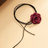 Hivava Romantic Gothic Big Rose Flower Clavicle Chain Necklace for Women Ladies Korean Fashion Adjustable Rope Choker Y2K Accessories