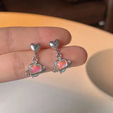 Hivava  -  Y2K Star Heart Opal Stone Drop Earrings for Women Kpop Crystal Cross Love Pendant Earring Irregular Aesthetic Egirl Jewelry Gift