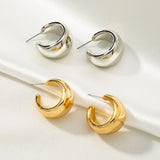 Hivava  -  New Gold Color Round Chunky Earrings for Women Lightweight Smooth Metal Open Thick Hoops Fashion Trendy Jewelry