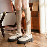 Hivava  Women Long Socks Cashmere Women Boot Solid Wool Thigh Stocking Skinny Casual Cotton Over Knee-High Fluffy Female Long Knee Sock