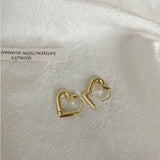 Hivava  -  jewelry Fashion Women Hollow Heart Earrings Korean Trendy Love Earrings Simple Small Exquisite Silver Color Metal Jewelry Party Gift