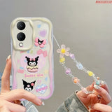 Hivava  -  3D Kuromi Cute Bear Wave Phone Case For Huawei Nova 11 Ultra 10 Pro 9 8 SE 7 6 5 7i 5T Y70 Plus Y71 Wrist Strap Cartoon Cover