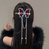 Hivava  -  New Fashion Butterfly Tassel Hairpin Female Retro Elegant One Word Hairpin Ponytail Buckle Hair Clip Headwear Summer Accessories