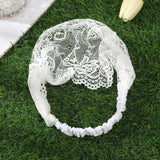 Hivava   -  Crochet Hair Scarf Bands Elastic White Turban Headband Lace Hollow Flower Headwrap Bandana for Women Fashion Hair Accessories