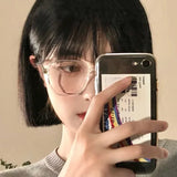 Hivava  Retro TR Large Glasses Frame Girl Ins No Makeup Plain Glasses Men Eyewear Cute Decorative Computer Glasses