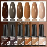 Hivava  -  6Pcs/Set Coffee Series Gel Nail Polish Autumn Nail Art Gel Varnish Semi Permanent Soak Off UV Gel Manicure Kit For Nails