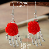 Hivava  -  Gothic Red Rose And Silver Plated Skull Hand Earrings Wedding Party Holiday Gift For Men And Women Everyday Jewellery