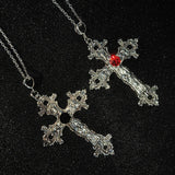 Hiava  -  Gothic Big Zircon Cross Necklace Unisex Y2K Irregular Goth Large Cross Pendant Necklaces  for Men Women Couple Necklace Jewelry