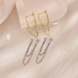 Hivava  -  Silver Color Lip O Chain Tassel Earrings Women's Rear Hanging Double Chain Earrings Summer Beach Party Jewelry