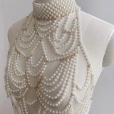 Hivava  Body Jewelry Pearl Pure Hand-woven New European And American Sexy Multi-layer Pearl Body Chain Vest Chain Female