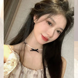 Hivava  -  Elegant Simulated Pearl Bowknot Necklace Women Imitation Pearl Bow Choker Necklaces Aesthetic Tassel Pearl Necklace With Heart