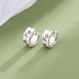 Hivava  -  New Fashion Silver Color Tulip Hoop Earrings for Women Elegant Sweet Enamel Dropping Oil Flower Huggies Ear Buckle Jewelry