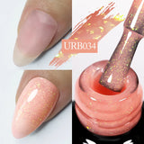 Hivava  -  7ml Champagne Gold Reflective Glitter Rubber Base Gel Nail Polish Sparkling Glowing Semi Permanent Nail Art UV Gel