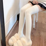 Hivava  Socks Woman Autumn/Winter Solid Color Thigh High Medias Cute Lolita Thick Warm Stockings Black White Long Leg Socks for Women