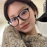 Hivava  Korea Retro Big Black Glasses Frame Women Lovely Ins No Makeup Plain Glasses Men Eyewear Cute Decorative Computer Glasses