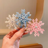 Hivava  -  Blue White Snowflake Hair Clip Fashion Barrettes Party Gifts Snowflake Hairpins Christmas Hair Accessories Xmas Bow Hair Clip