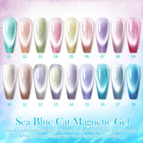 Hivava   -  Mint Green Color Cat Magnetic Gel Nail Polish Sparkle Glitter Gel Varnis Semi Permanent 10ml for Summer Manicure DIY