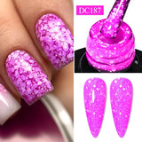 Hivava  -  7ml Snowflake Gel Nail Polish Neon Fluorescent Gel Semi Permanent Pink White Snow Sequins Nails Art Design Varnish UV LED