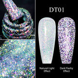 Hivava  -  7ml Purple Fluorescent Reflective Gel Nail Polish Neon Glitter Sparkly Semi Permanent UV LED Gel Nail Art Varnish