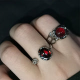 Hivava  -  Gothic Red Opal Irregular Natural Stone Rings Red Stone Rings for Women Y2K Animal Tail Spider Ring Aesthetic Creative Jewelry