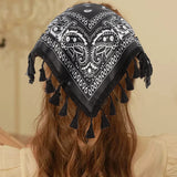 Hivava   -  Bohemia Headband Hairbands Turban Hair Scraf Summer Printing Fringe Triangle Bandana Women Fashion Hair Accessories