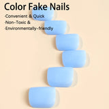 Hivava 24pcs Pure Color False Toenails Simple Glossy Fake Toenails Wearable Full Cover Ins Square Fake Toenail Patch for Girl Women