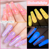 Hivava  -  7ml Glow In Dark Candy Gel Nail Polish Summer Sparkly Glitter Sequins Luminous Nail Art UV Gel Varnish Manicure