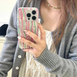 Hivava  Dopamine Colorful Stripe Sand Shiny Coque For Iphone 13Pro 15Pro 13 12 14 15 Pro Max 13Pro 15ProMax Ins Love Stars Phone Case