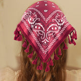 Hivava   -  Bohemia Headband Hairbands Turban Hair Scraf Summer Printing Fringe Triangle Bandana Women Fashion Hair Accessories