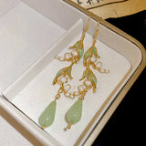 Hivava  -  jewelry New Trendy Bell Orchid Leaf Water Drop Resin Drop Earrings for Womens Temperament Jewelry  Needle Gift