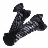 Hivava  Chic Women's Harajuku Breathable White Bow knot Fishnet Socks.Sexy Hollow out Mesh Nets Socks Ladies Girl's Lolita Style Bow Sox