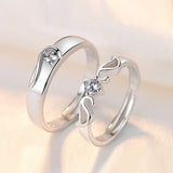 Hivava 1 Pair/ Set Fashion Love Heart Cross Crown Couple Rings for Women Men Silver Color Luxury luxury Zircon Adjustable Ring Jewelry