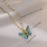 Hivava Gorgeous Colorful Butterfly Zircon Copper Pendant Women Fashion Elegant Decorative Stainless Steel Chain Anniversary Gift