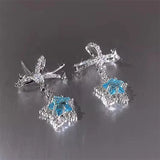 Hivava  -  Y2K Star Bow Crystal Drop Earrings for Women Elegant Zricon Bowknot Blue White Star Crystal Stud Earring Jewelry Party