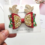 Hivava  -  1 Piece Christmas Deer Pincer Glitter Barrette Bow Tie Hairpins Hair Clip For Girls Pin Tiaras Baby Hair Accessories For Women