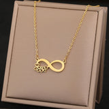 Hivava Stainless Steel Necklaces Elegant Exquisite Heart Infinity Symbol Heartbeat Pendants Chain Trend Fine Necklace For Women Jewelry