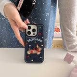 Hivava  Blue Cowboy Colorful Spots FundasFor Iphone 15Pro 13 14 15promax 15 Pro Max 14ProMax Embroidery Puppy Cute Bear Chain Phone Case