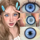 Hivava  -  Helloween Hot Selling 2pcs Colored Contact Lenses Green Eye Lens Yearly Cosplay Blue Makeup Degree 0 to -8.00 Anime Lens