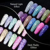 Hivava  -  Reflective Glitter Gel Pink Sparkling Sequins Gel Nail Polish Soak Off UV Nail Gel Semi-permanent Nail Art Decoration